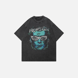 Faded Black Funny Green Face T-Shirt