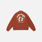 Back view of the red Y2k Loose Boxing Jacket in a gray background 