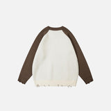 Color Contrast Ripped Sweater