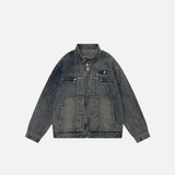 Embroidery Letter Pleated Denim Jacket