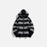 Men Cozy Striped Zipper Hooded Cardigan