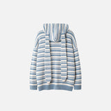Loose Striped Zip-up Hooded Sweater