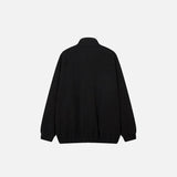 Back view of the black Meteor Star Print Fleece Jacket in a gray background 
