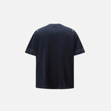 Back view of the blue Pawfectly Yours Apparel T-Shirt in a gray background