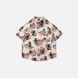 Streetwear Black Cat Floral Cool Button-Up Shirt