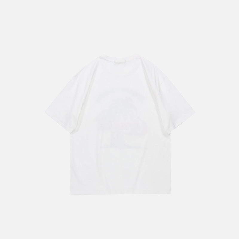 Back view of the white Summer Loose Short-sleeved T-Shirt in a gray background 