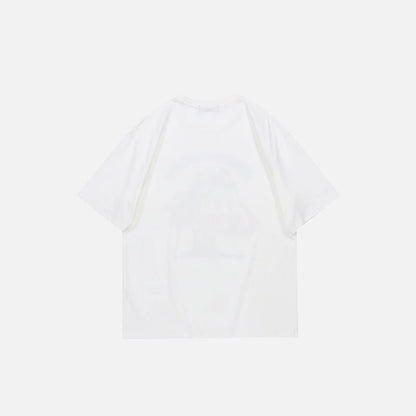 Back view of the white Summer Loose Short-sleeved T-Shirt in a gray background 