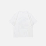Back view of the white Summer Loose Short-sleeved T-Shirt in a gray background 