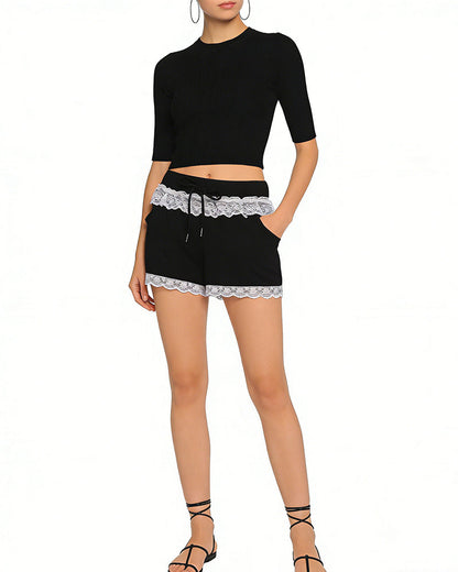 Lace Trim Lounge Shorts