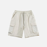 Polyester Mid-waist Solid Shorts