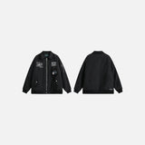 Front & Back view of the black Vintage 1968 Utility Jacket in a gray background