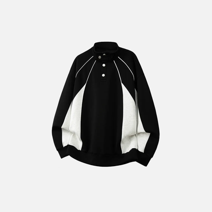 Streetwear American Style Polo Collar Sweatshirt