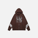 Shadow Print Zip-up Hoodie