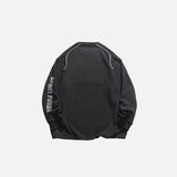 Back view of the black Oversized Racing Loose Sweatshirt in a gray background
