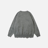 Funny Faces Pattern Ripped Sweater