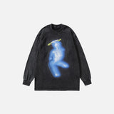Front view of the black Y2K Halo Spirit Sweatshirt in a gray background