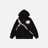 Color Tearing Oversized Rib Hoodie