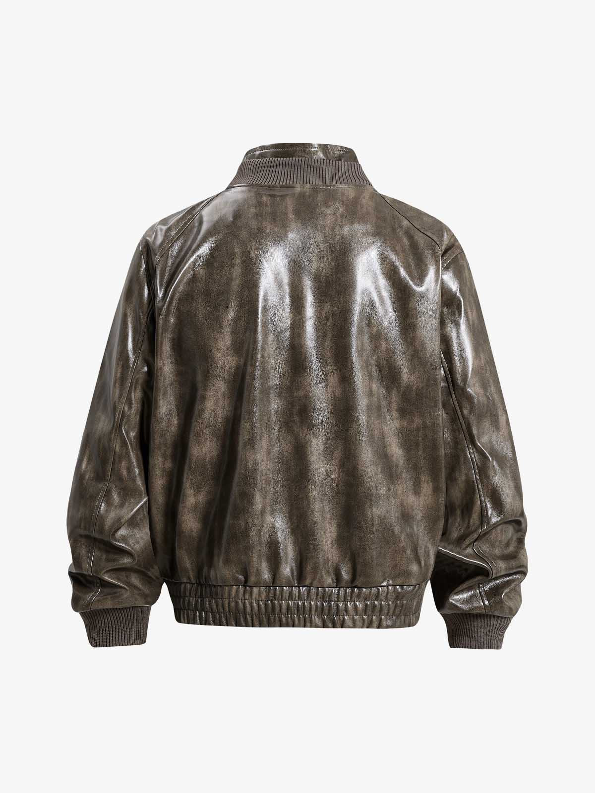 Structured Biker Leather Jacket; Coffee / S, Coffee / M, Coffee / L, Coffee / XL