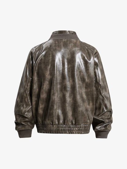 Structured Biker Leather Jacket; Coffee / S, Coffee / M, Coffee / L, Coffee / XL