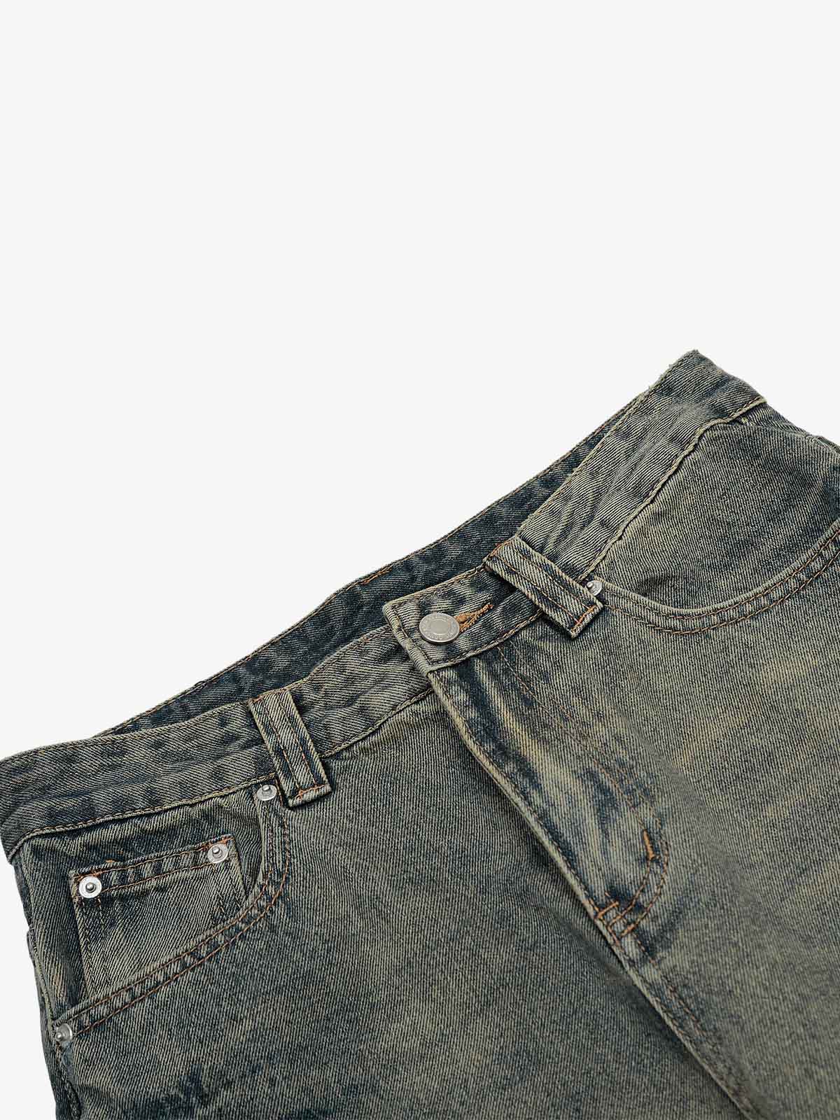 Washed Floral Graphic Flared Jeans; Blue / S, Blue / M, Blue / L, Blue / XL, Blue / 2XL
