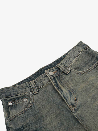 Washed Floral Graphic Flared Jeans; Blue / S, Blue / M, Blue / L, Blue / XL, Blue / 2XL