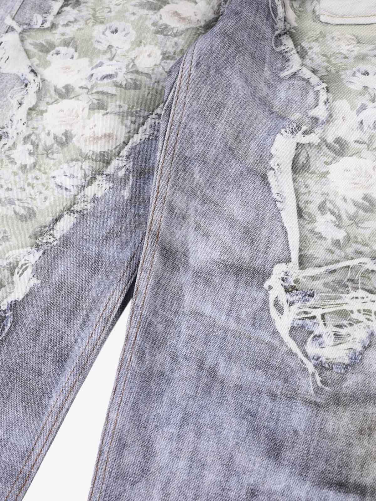 3D Graphic Distressed Wide-Leg Jeans