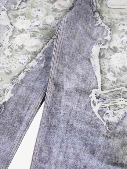 3D Graphic Distressed Wide-Leg Jeans