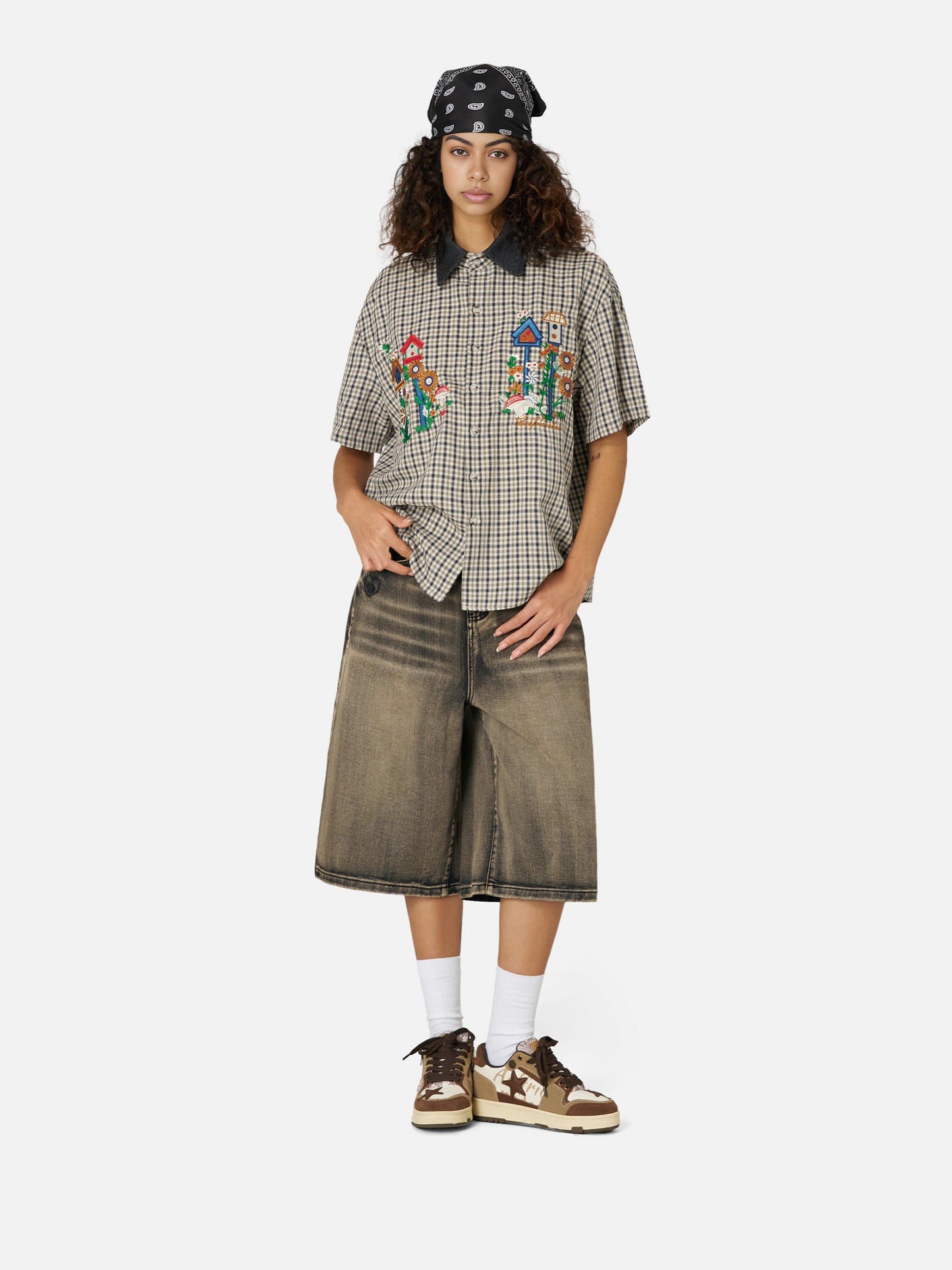 Plaid Embroidery Shirt