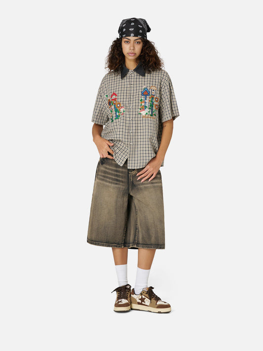 Plaid Embroidery Shirt