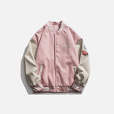 Heart Letter Print Varsity Jacket
