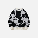 Breathable Black Cat Cartoon Knit Sweater