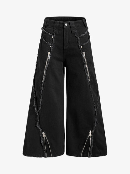 Metal Multi-Zip Heavy-Duty Jeans