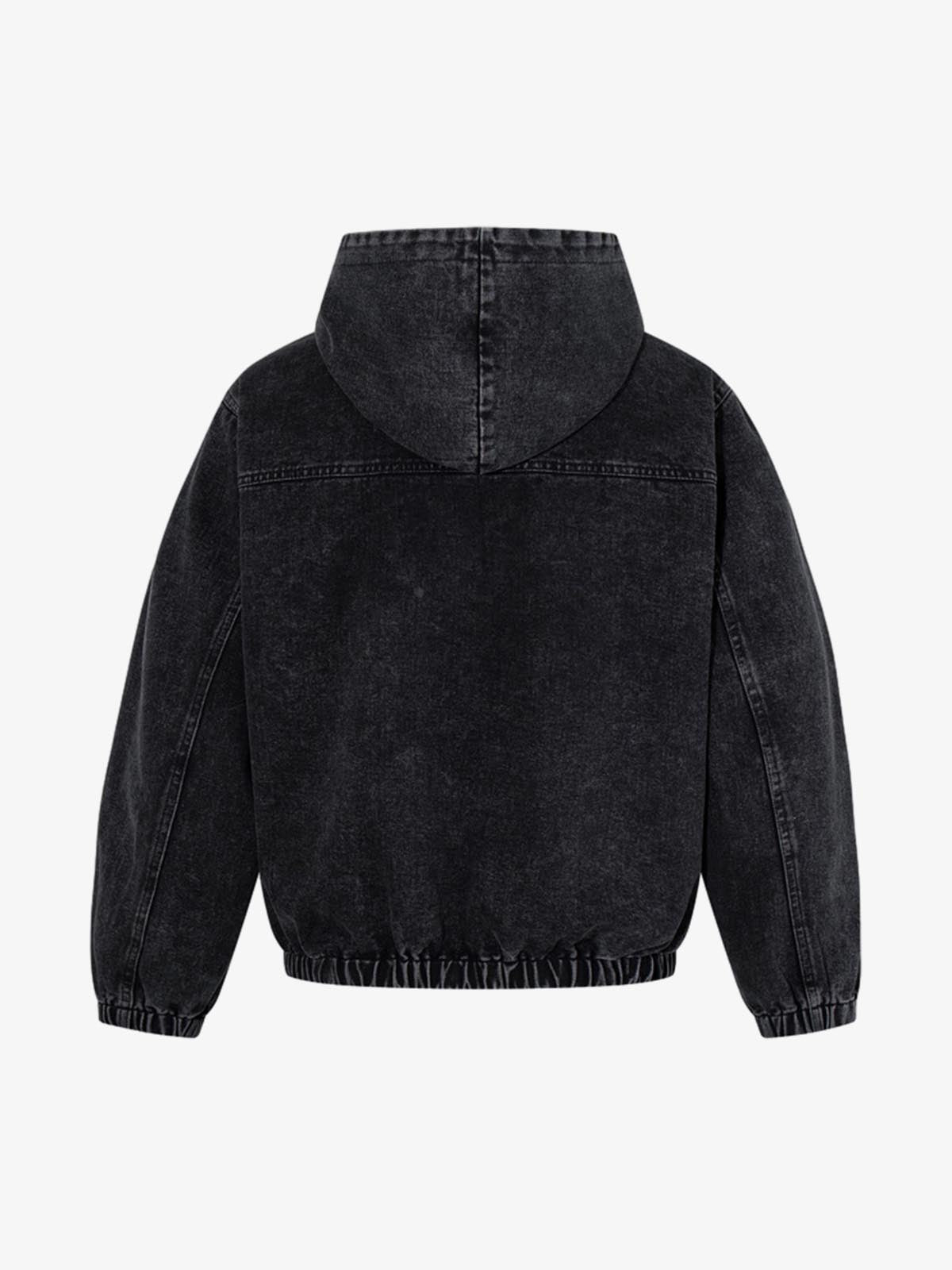 Vintage Washed Denim Metal Toggle Detail Pullover Hoodie; Black / M, Black / L, Black / XL