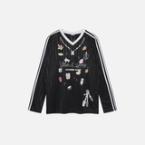 Trendy Cartoon Print V-Neck Long Sleeve T-Shirt