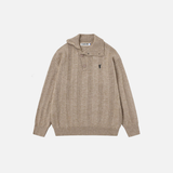 Men Cozy Jacquard Button-Up High Neck Sweater