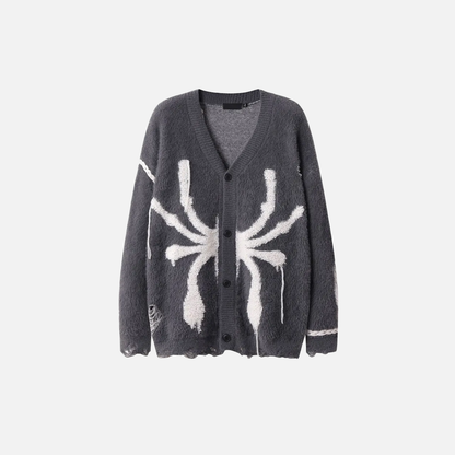 Gothic Oversized Knitted Spider Casual Cardigan