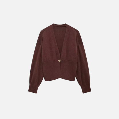 Flattering Y2K Brown Knitted V-Neck Cardigan