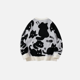 Breathable Black Cat Cartoon Knit Sweater