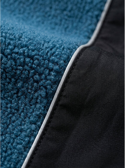 Color-Block Sherpa Panel Zip-Up Hooded Jacket
