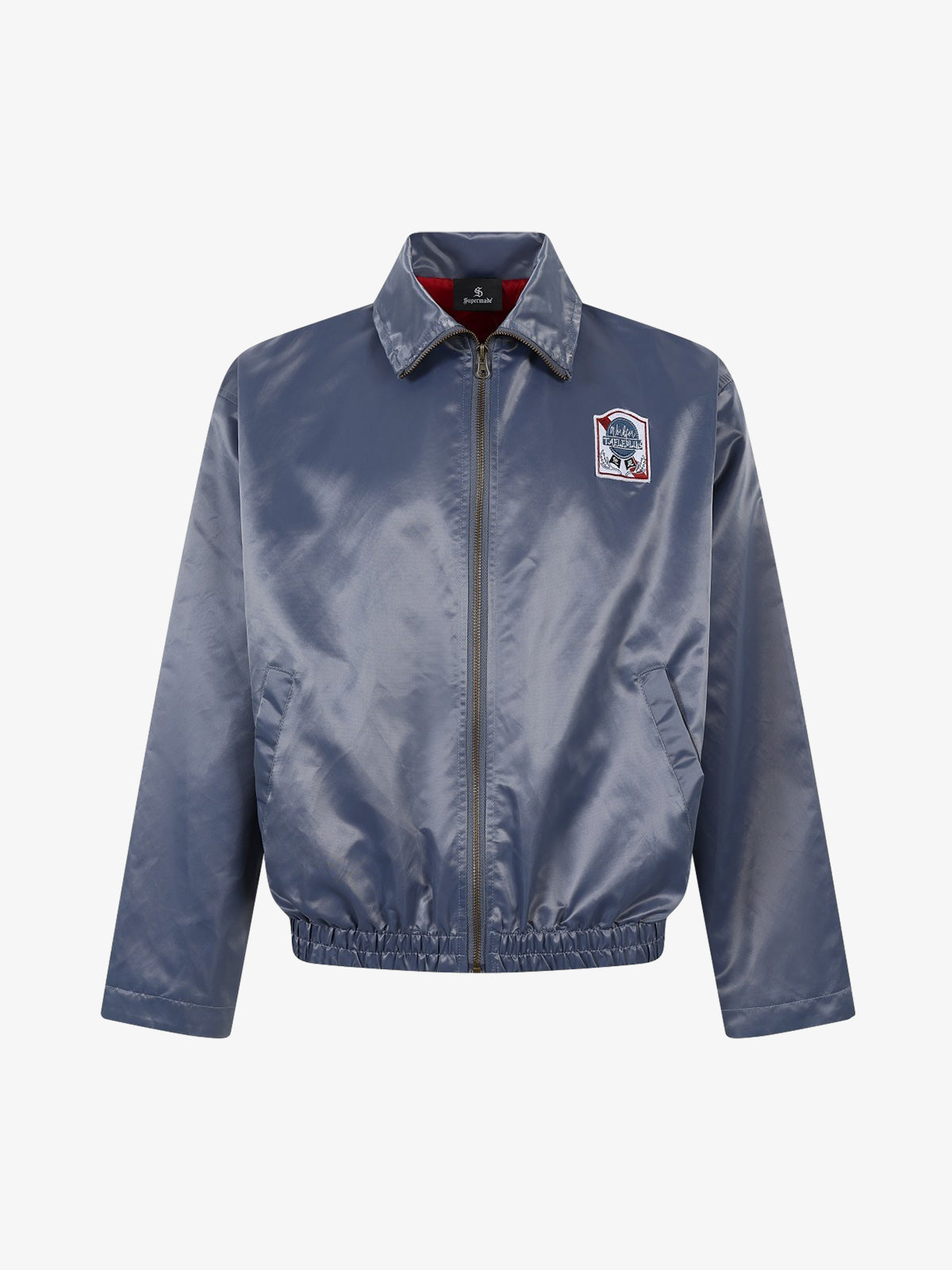 Street Badge Embroidered Lapel Jacket; Gray Blue / M, Gray Blue / L, Gray Blue / XL