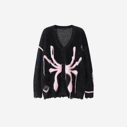 Gothic Oversized Knitted Spider Casual Cardigan