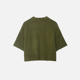 Breathable Green Knitted Short Sleeve Sweater