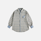 Retro Plaid Long Sleeve Loose Fit Casual Shirt