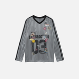 Stylish Oversized Cartoon Print Long Sleeve Polyester T-Shirt
