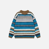 Rainbow Fluffy Oversized Striped Fuzzy Sweater