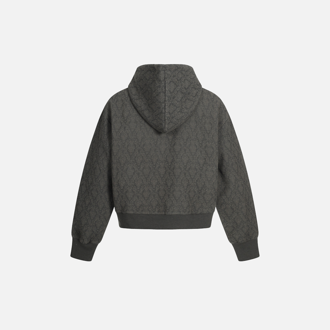Stylish Diamond Pattern Hooded Zip-Up Sweatshirt