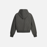 Stylish Diamond Pattern Hooded Zip-Up Sweatshirt