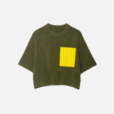 Breathable Green Knitted Short Sleeve Sweater