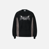Flattering Retro Letter Patchwork Suede Sweatshirt