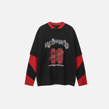 Color Block Patchwork O-Neck Long Sleeve T-Shirt